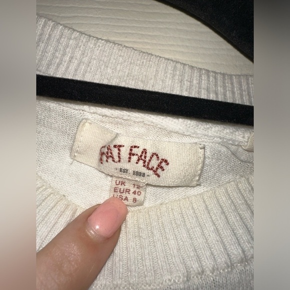 Fat Face women’s blue striped side button sweater 8 nautical beach cotton - Picture 2 of 9